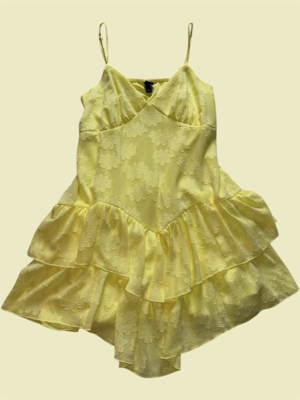 Wild Fable Yellow Floral Layered Ruffle Hem Mini Dress with Adjustable Straps
